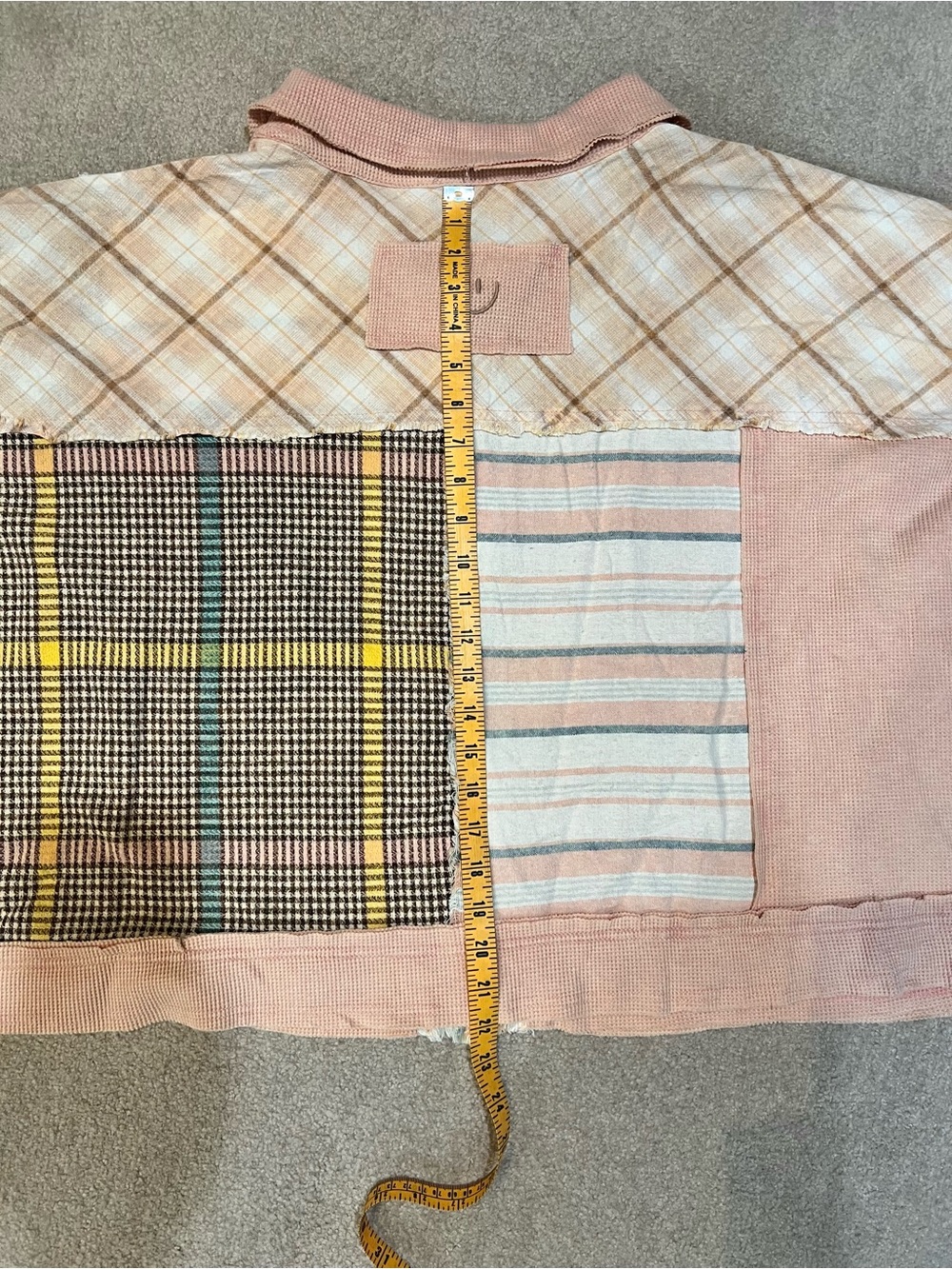 Patchwork Button-Front Top in Dusty Pink - Picture 5 of 6